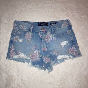 High-Rise Floral Jean Shorts